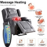 Power Recliner Chair with Massage and Heat Velvet Electric Reclining Ergonomic