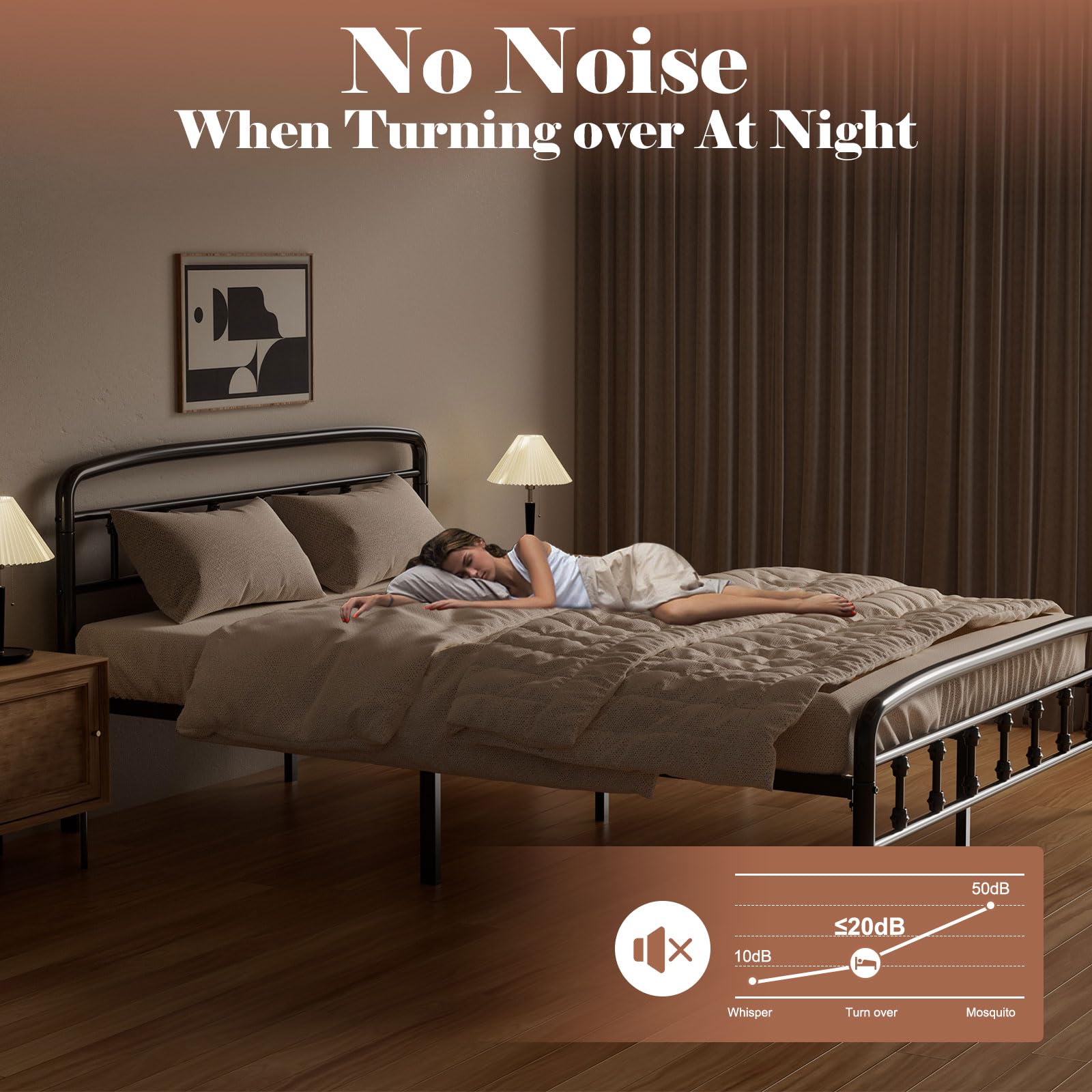 Queen Platform Bed Frame with Headboard - Heavy Duty Metal Bed Frame