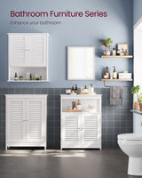 Bathroom Floor Cabinet, Bathroom Storage Cabinet, Freestanding, with Double Shutter