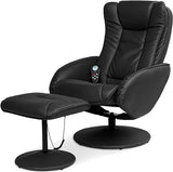 Faux Leather Electric Massage Recliner w/Stool Footrest Ottoman