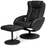 Faux Leather Electric Massage Recliner w/Stool Footrest Ottoman, Remote Control, 5