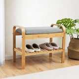 Shoe Rack Bench with Storage, Bamboo Storage Bench with Cushioned Seat