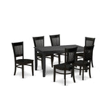 DUVA7-BLK-W Dudley 7 Piece Set Consist of a Rectangle Dinner Table and 6 Kitchen Dining Chairs