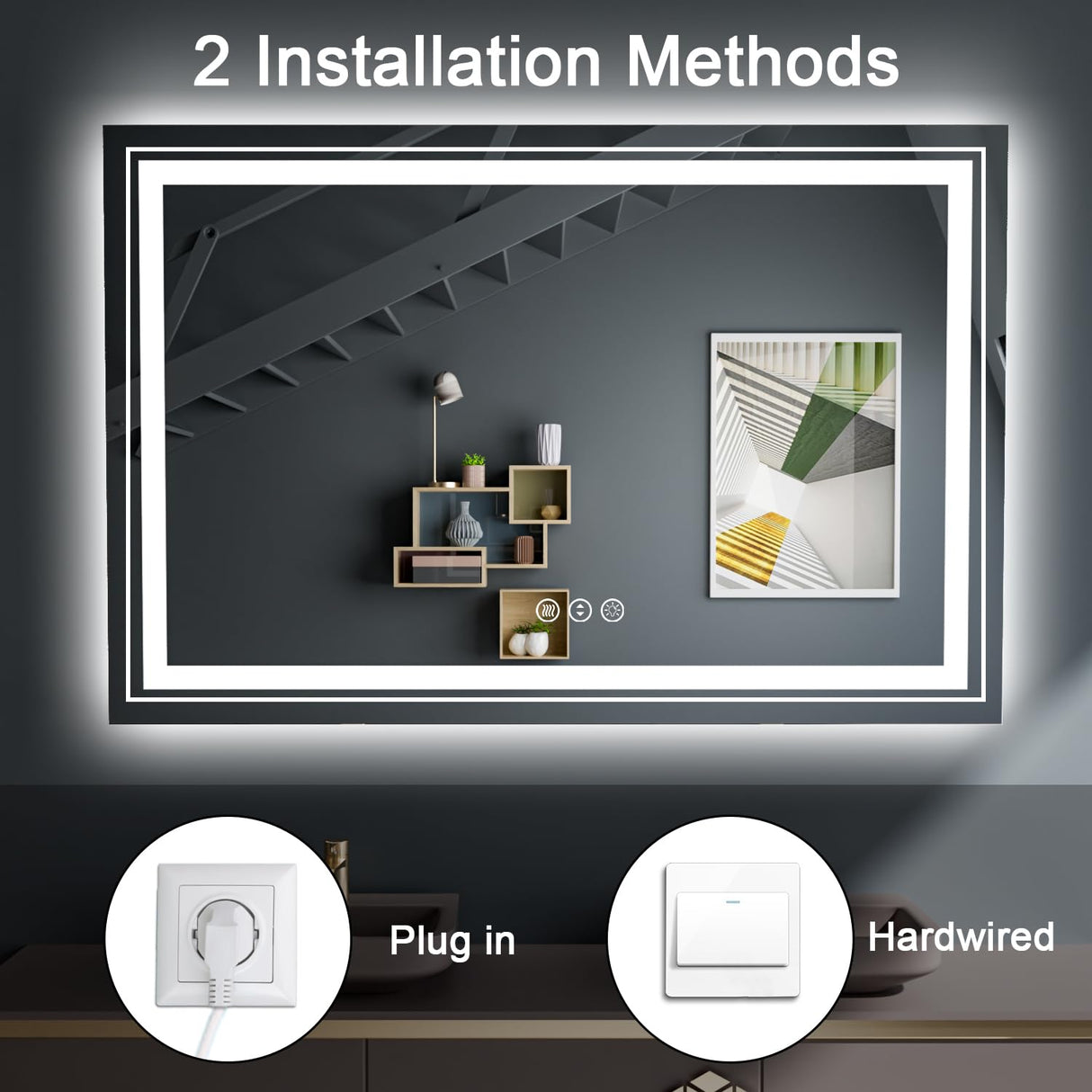 LED Bathroom Mirror, 40"X30" with Front and Backlit, Anti-Fog, Bathroom Vanity Mirror for Wall,