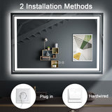 LED Bathroom Mirror, 40"X30" with Front and Backlit, Anti-Fog, Bathroom Vanity Mirror for Wall,