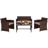 4 Pieces Outdoor Patio Furniture Sets Rattan Chair Patio Set