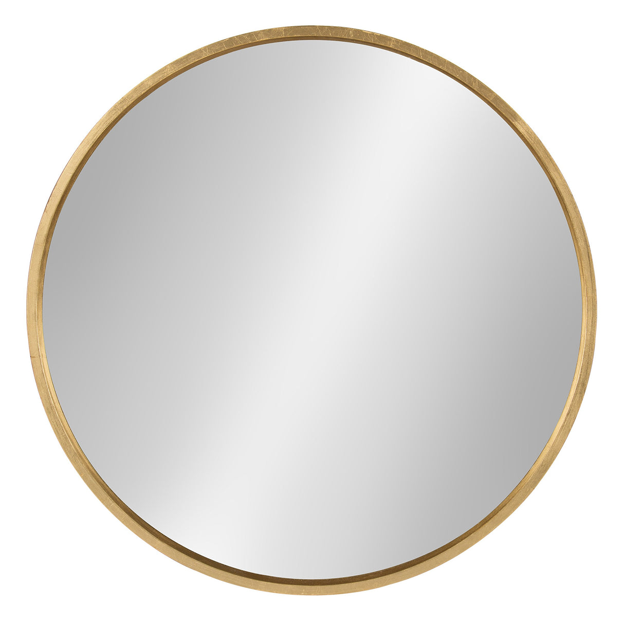 Travis Round Wood Wall Mirror, 25.6" Diameter, Gold, Modern Glam Wall Décor Accent