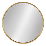 Travis Round Wood Wall Mirror, 25.6" Diameter, Gold, Modern Glam Wall Décor Accent