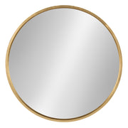 Travis Round Wood Wall Mirror, 25.6" Diameter, Gold, Modern Glam Wall Décor Accent