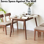 Grewood Extendable Dining Table - 100% Natural Oak Wood Telescopic Dining Table for 6-8 - Modern Dining Table with 47.24-63inch for Kitchen Room,Dining Room,Apartment (Walnut Color)