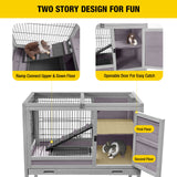 Rabbit Hutch Indoor Bunny Cage Wooden Guinea Pig House with Wire Floor, Wheels