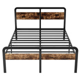 King Size Bed Frame with Wood Headboard and Footboard 14 Inch,