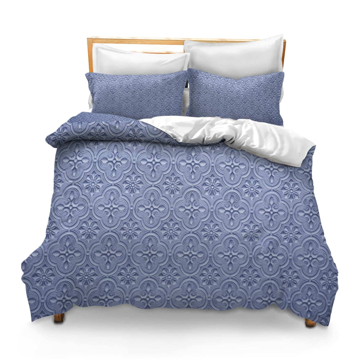 3PCS Comforter Cover Set with 2 Pillow Shams Lightweight Full Ornament Model Repeatability Periodic Abstract Closeup Drawing Figurative Element Background Fill Tile Plane Bedspread Room Decor for Kids