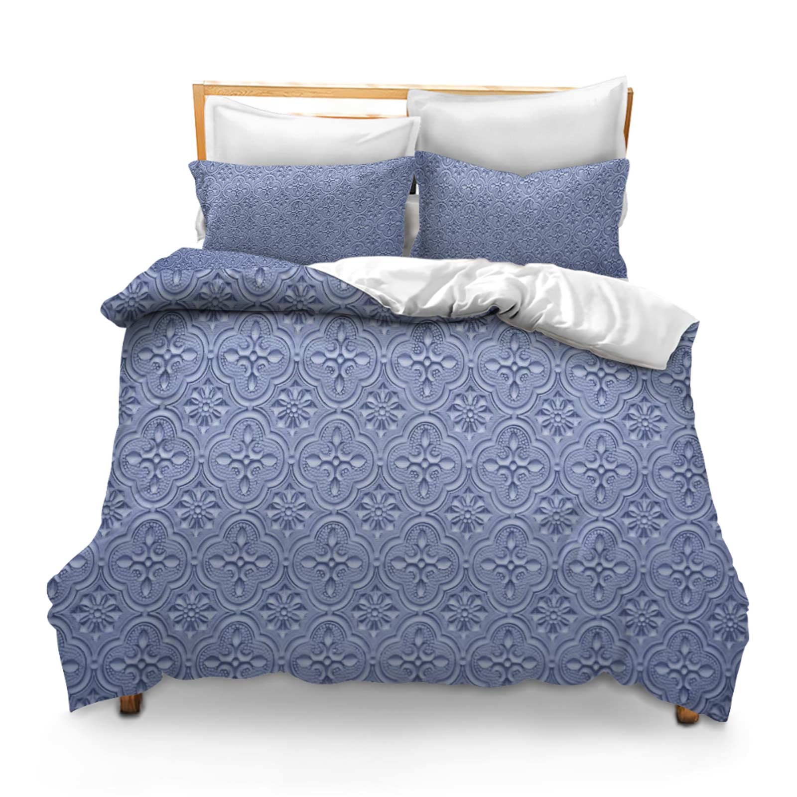 3PCS Comforter Cover Set with 2 Pillow Shams Lightweight Full Ornament Model Repeatability Periodic Abstract Closeup Drawing Figurative Element Background Fill Tile Plane Bedspread Room Decor for Kids