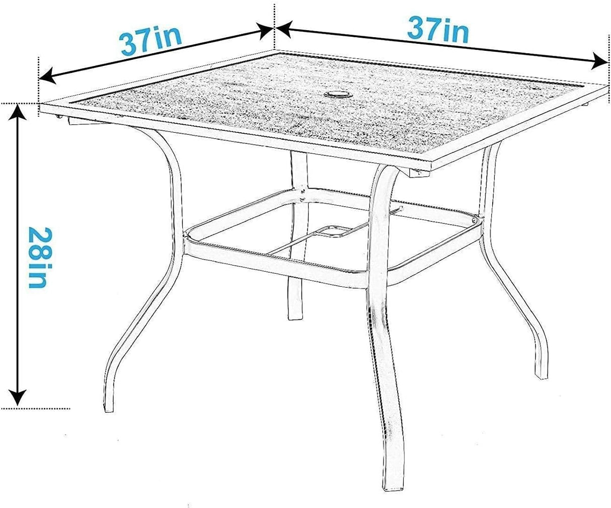 Patio Dining Table Square Backyard Bistro Table Outdoor Furniture Garden Table