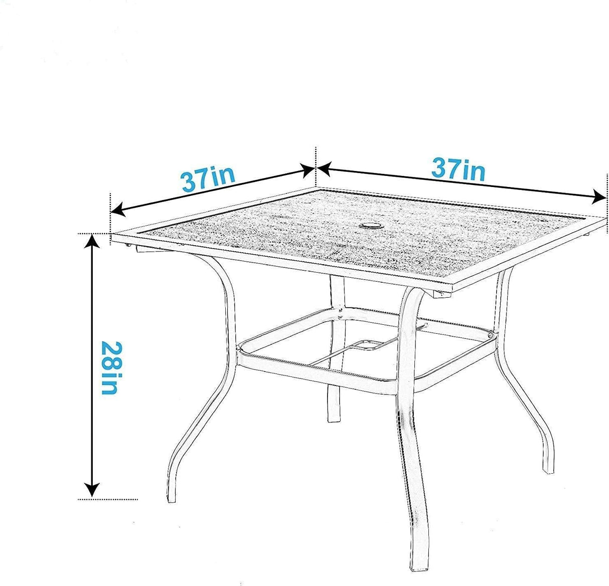 Patio Dining Table Square Backyard Bistro Table Outdoor Furniture Garden Table