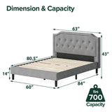 Kellen Upholstered Scalloped Platform Bed Frame / Mattress Foundation / Wood Slat