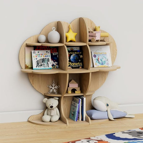 Christmas Tree Shelf Kids Bookshelf Toddler Bookcase 4-Tier Baby Book Rack Children