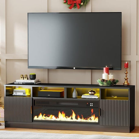 70" Fireplace TV Stand with 38.3" Electric Fireplace & 24 Colors LED Light