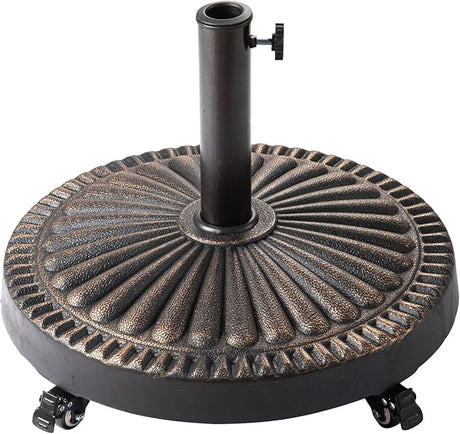 44 lb Heavy Duty Round Base Stand with Rolling Wheels for Outdoor Patio Market Table