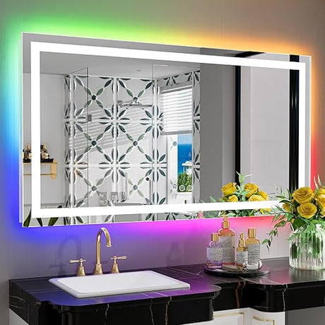 60x36 Inch LED Bathroom Mirror with Lights Front and Backlit Lighted Vanity Mirror