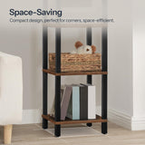 Small Bookcase, Industrial Style Bookshelf for Narrow Spaces, 4-Tier Square Book Shelf Stand, Wooden Storage Rack Display Shelf, Corner Shelf for Living Room, Rustic Brown and Black BF08CJ01