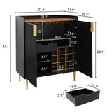 Sideboard Buffet Cabinet with Fluted Texture, Modern Coffee Bar Cabinet