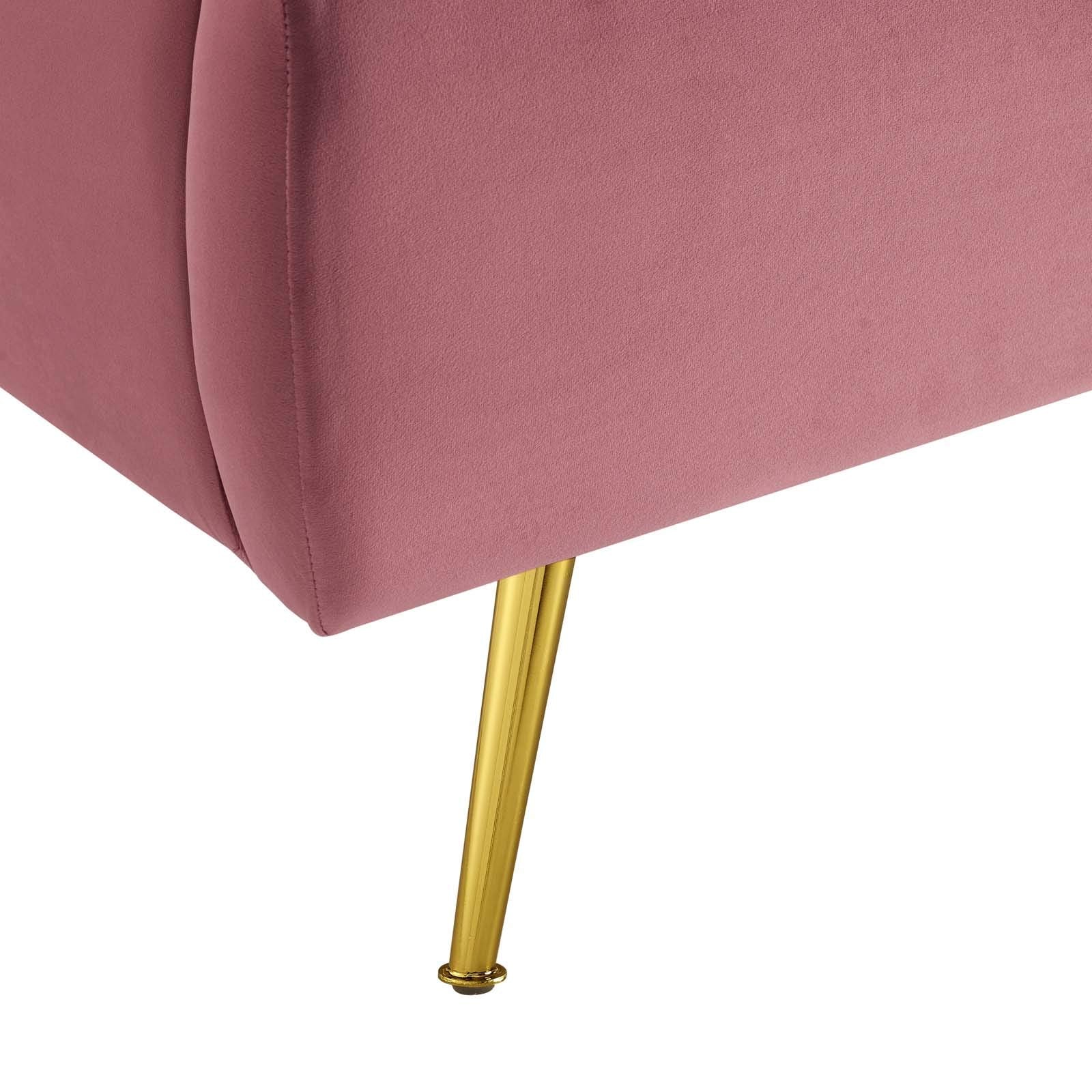 Lana Queen Wingback Platform Bed - Dusty Rose Velvet