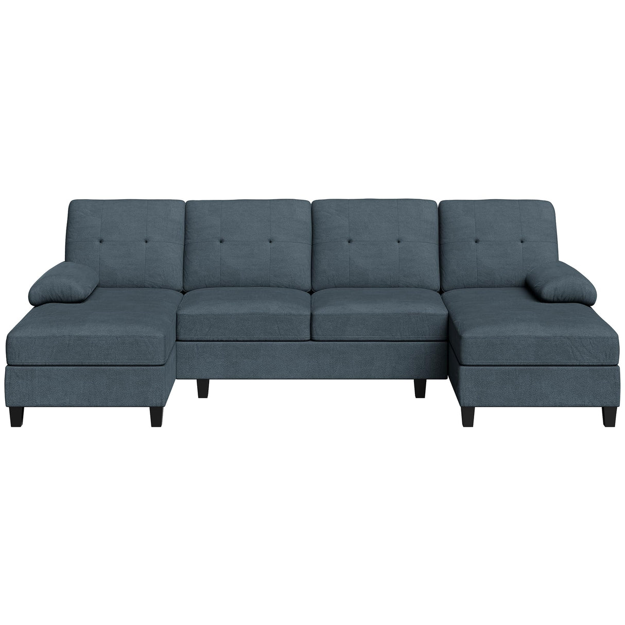 Sectional Couches for Living Room, 4 Seat Sofa Set U-Shaped Couch with Wide Chaise