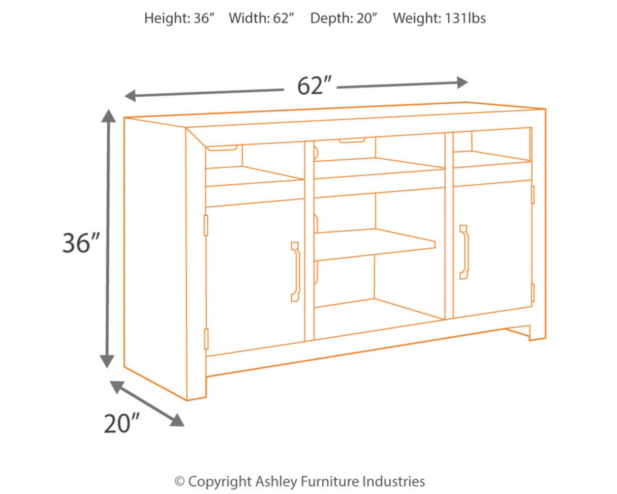 Sommerford Rustic Solid Pine Wood TV Stand Fits TVs up to 60", 2 Cabinets, 3 Storage