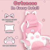 Pink Gaming Chair with Cat Ears - Ergonomic Reclining PC Chair with Footrest