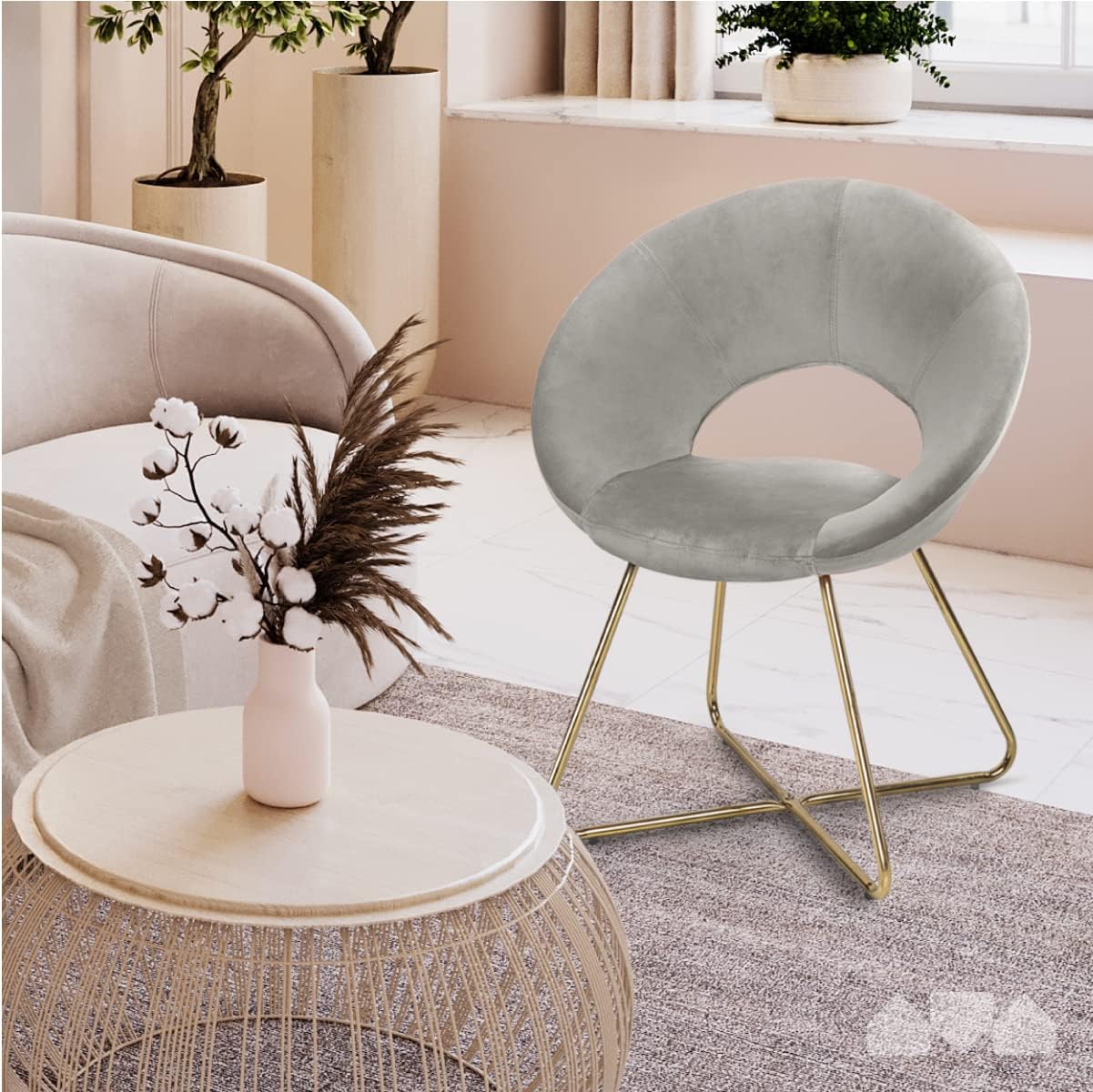 Circle Velvet Accent Chair for Living Room, Bedroom and Home Office