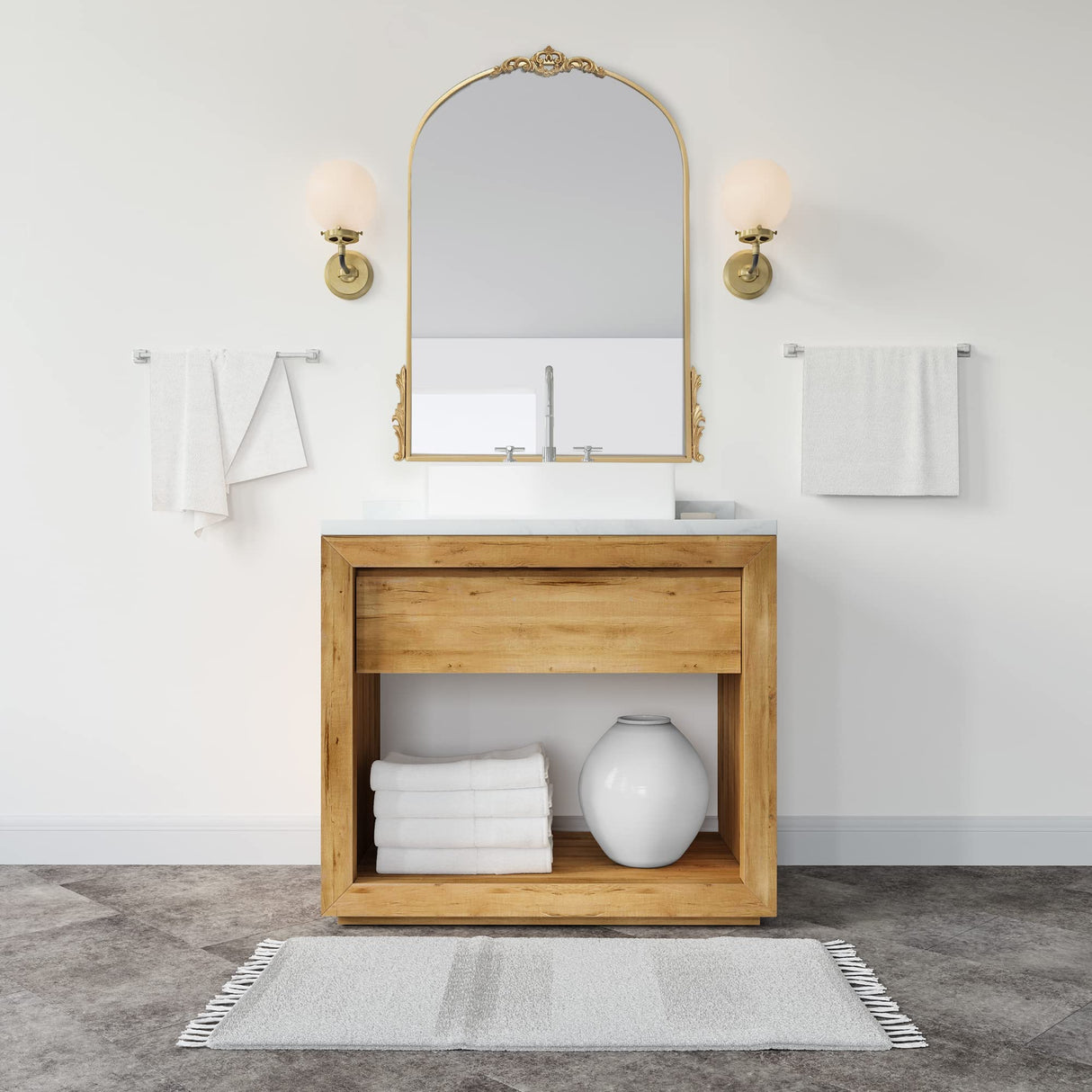 Bordeaux Arch Ornate Mirror (Gold, Small)