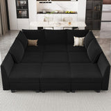 Belffin Modular Sectional Sofa Sleeper Couch with Storage Velvet Sectional Sofa Bed, 8 Seats, Beige