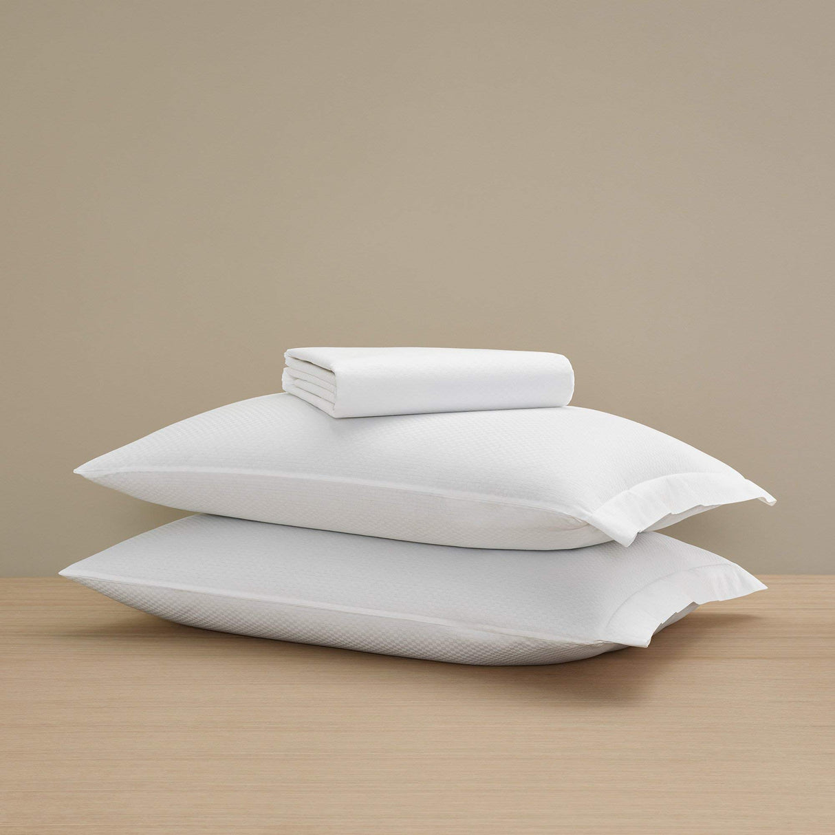 Checkered Sateen Simple Sheet Set (King) - Luxury All-White Bedding Sheet Set/Includes
