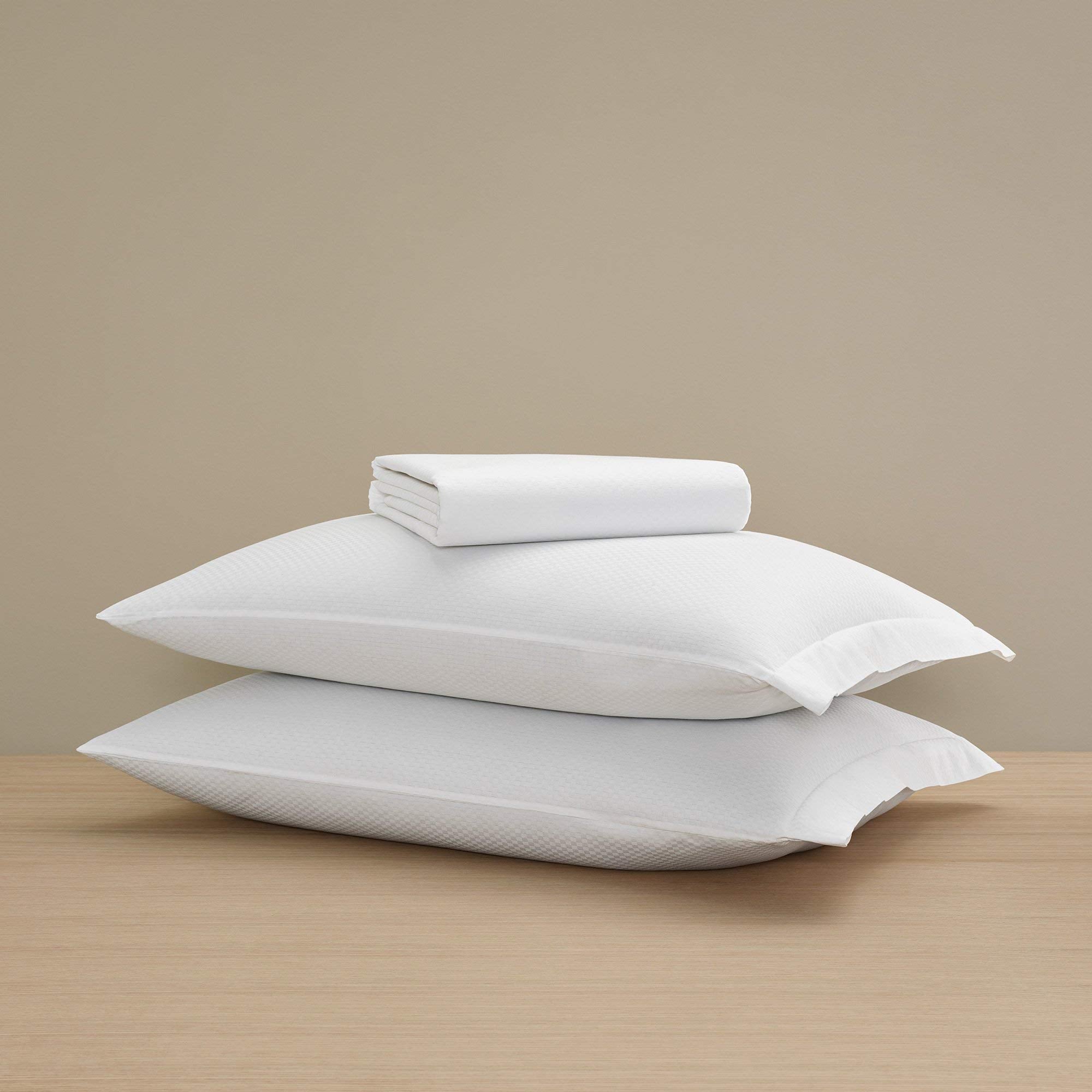 Checkered Sateen Simple Sheet Set (King) - Luxury All-White Bedding Sheet Set/Includes
