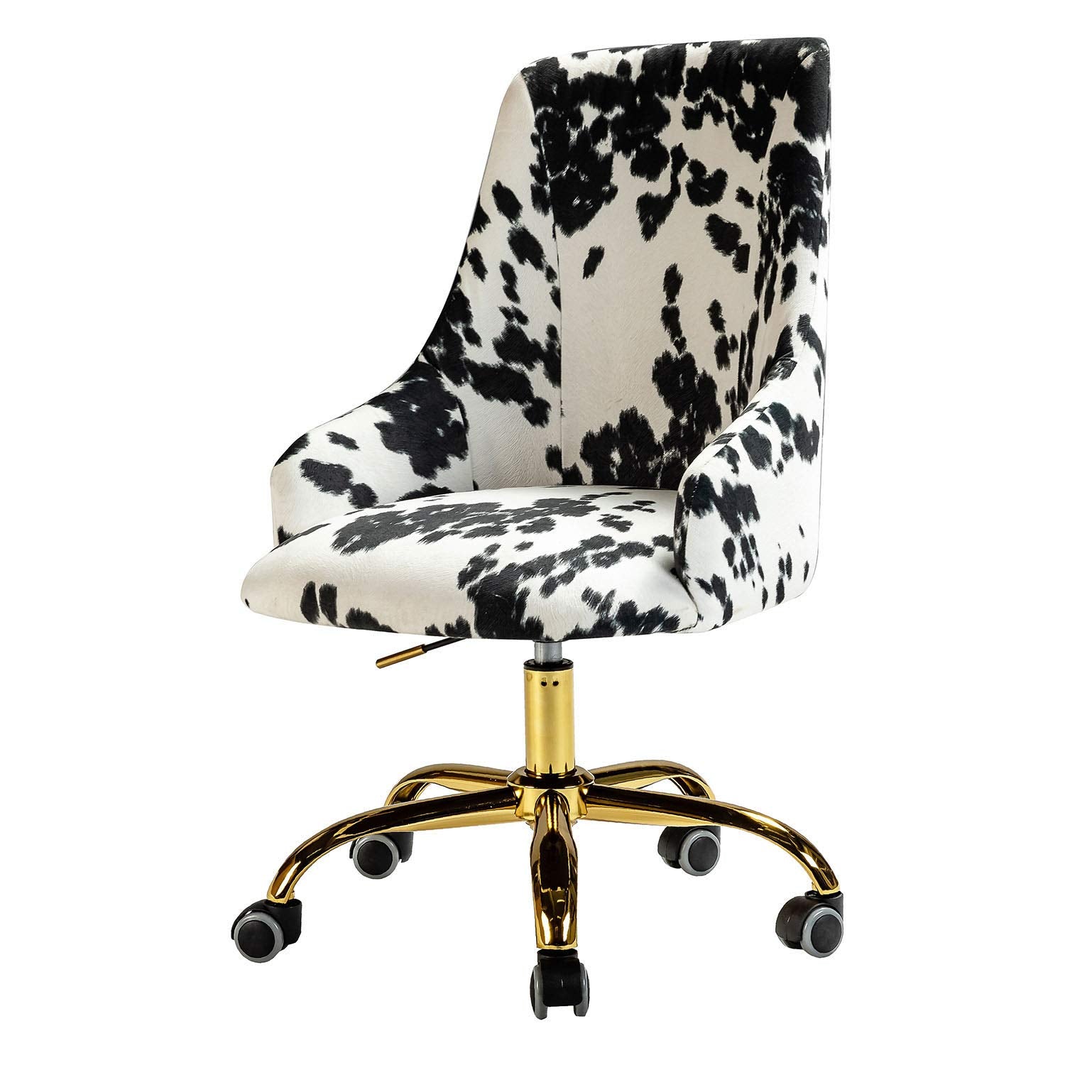 Upholstered Desk Chair with Wheels - Adjustable Swivel Fabric Task Chair