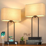 Dimmable Touch Table Lamps Set of 2 with USB Charging Ports