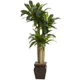 4.5ft. Cornstalk Dracaena Silk Plant with Vase (Real Touch)