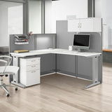 Office in an Hour L Shaped Cubicle Desk with Storage, Drawers