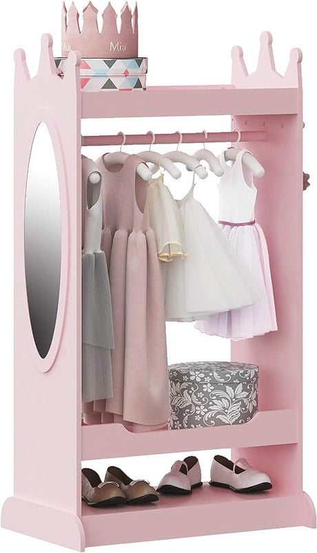 Kid’s See and Store Dress-up Center, Costume Closet for Kids, Open Hanging Armoire Closet