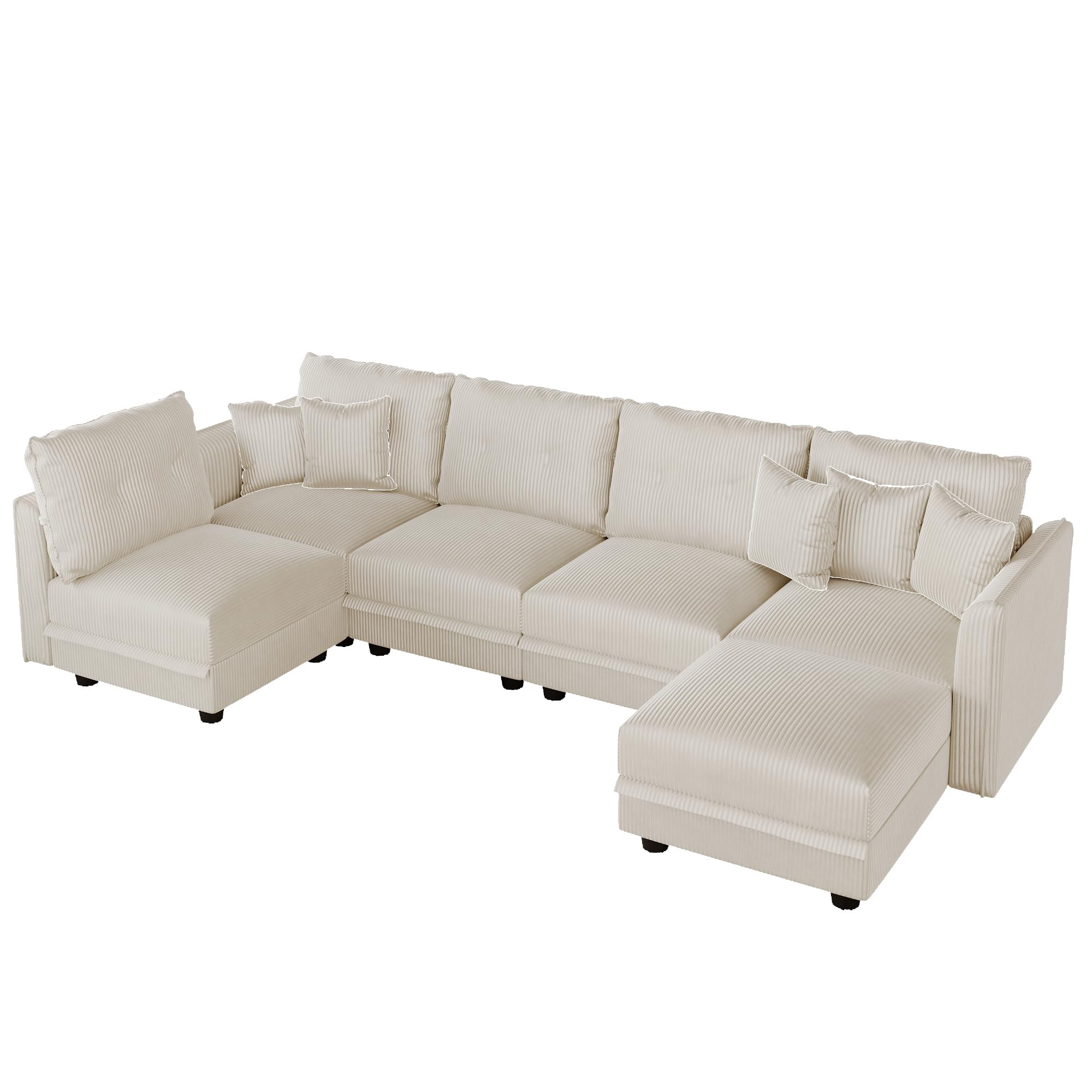 Modular Sectional Sofa with Storage Seats, Corduroy Convertible Modular U Shaped