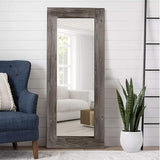 Full Length Mirror Floor Mirror Wood Frame Wall Mounted Mirror Distressed Style Wide Frame Dressing Make Up Mirror for Bathroom/Bedroom/Living Room/Entry/Farmhouse (Light Gray, 58" x 24")