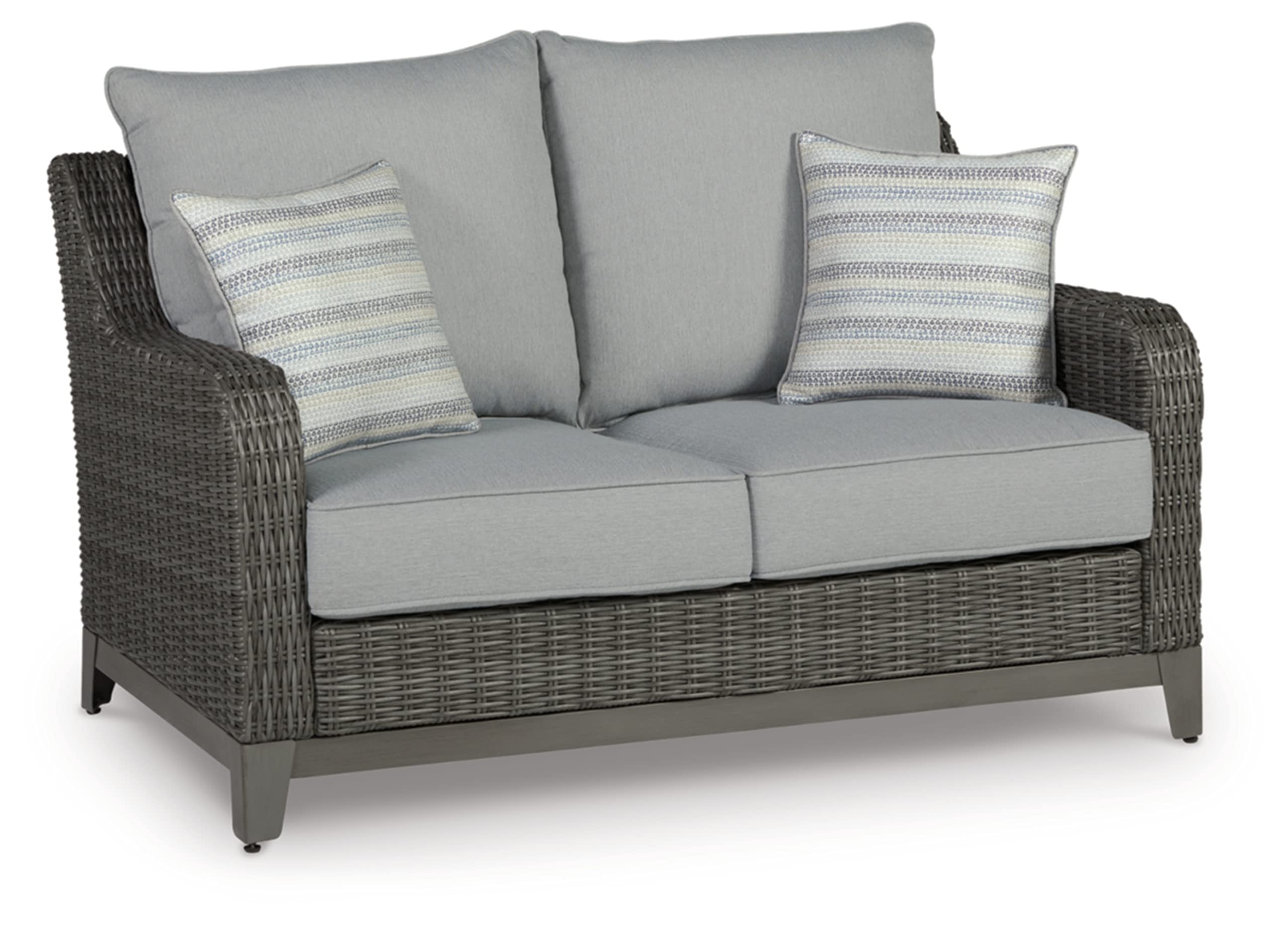 Outdoor Elite Park Patio Wicker Loveseat with Cushion, Gray