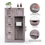 Bathroom Storage Cabinet with Storage Drawers & Door, Entryway Cupboard Pantry Cabinet with 5 Drawers 1 Cabinet 1 Shelf,