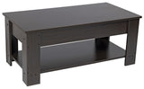 Lift Top Coffee Table with Hidden Compartment and Storage Shelf, Espresso