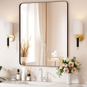 30x36 Black Bathroom Mirror - Metal Frame Vanity Wall Mirror
