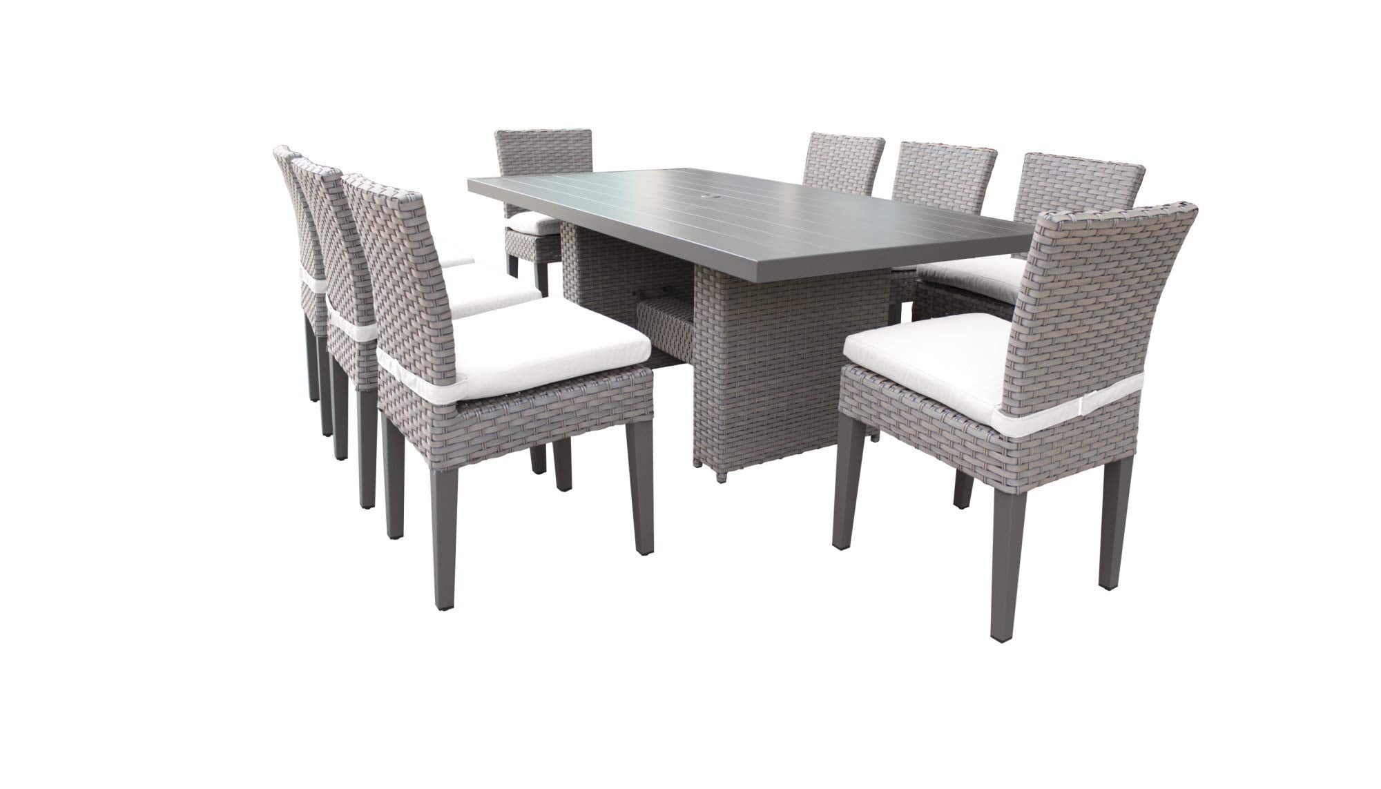 Florence 9-Piece Outdoor Dining Set with Cushions, White