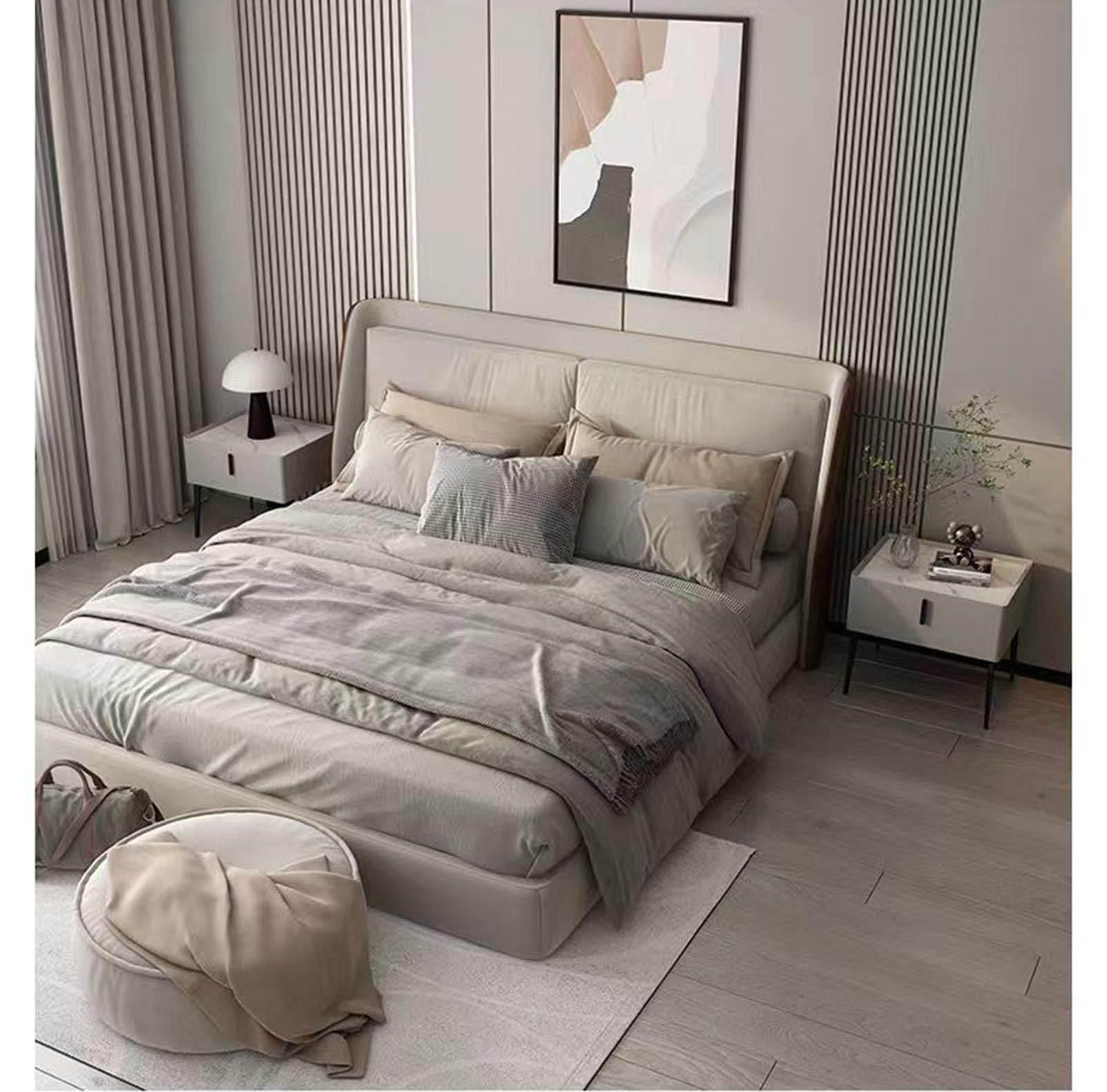 Wood Bedside Table, Retro Simple Bedside Table