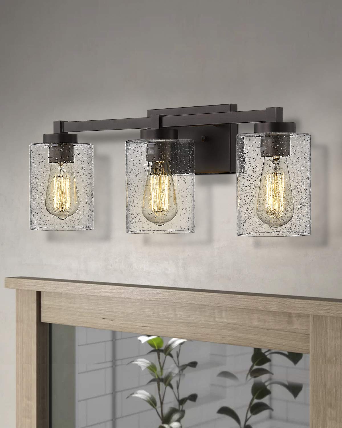 Bathroom Vanity Lights, 3-Light Vintage Wall Sconce Light Fixtures, Oil Rubbed Bronze